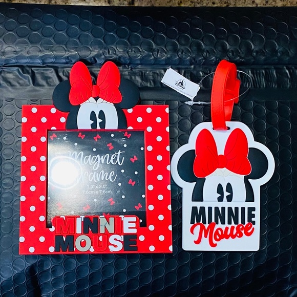 NWT Disney Parks Minnie Mouse Photo Frame and Luggage Tag Bundle - Picture 2 of 11